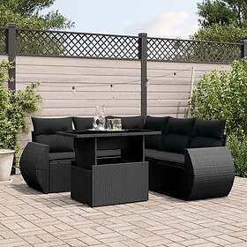 vidaXL Loungegrupp med dynor 6 delar svart konstrotting 3268525