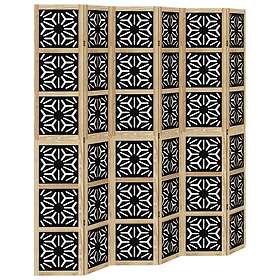 vidaXL Rumsavdelare 6 paneler brun och svart massivt paulownia 358812