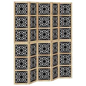 vidaXL Rumsavdelare 5 paneler brun och svart massivt kejsarträ 358808