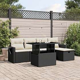 vidaXL Loungegrupp med dynor 6 delar svart konstrotting 3274966