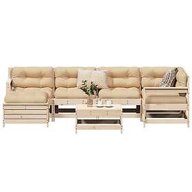 vidaXL Soffgrupp för trädgården 7 delar massiv furu 3250956