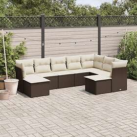 vidaXL Loungegrupp för trädgården med dynor 9 delar konstrotting brun 3250412