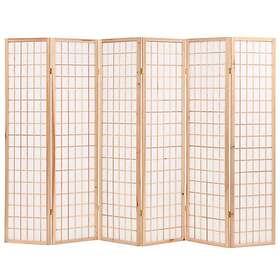 vidaXL Rumsavdelare med 6 paneler japansk stil 240x170 cm naturlig 245904