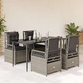 vidaXL Matgrupp för trädgården med dynor 5 delar ljusgrå konstrottning 3263030