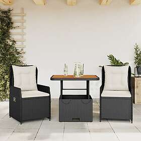vidaXL Caféset med dynor 3 delar svart konstrotting 3262765