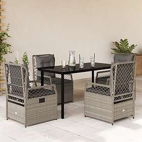 vidaXL Matgrupp för trädgården med dynor 5 delar ljusgrå konstrottning 3263036