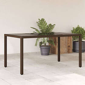 vidaXL Trädgårdsbord med glasskiva brun 150x90x75 cm konstrotting 365590
