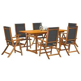 vidaXL Matgrupp för trädgården 7 delar massivt akaciaträ och textilen 3279269