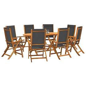 vidaXL Matgrupp för trädgården 9 delar massivt akaciaträ och textilen 3279257
