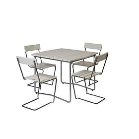 Grythyttan Stålmöbler B31 matgrupp Vitlackad ek/galvat 4 stolar & bord 84 x 92 cm