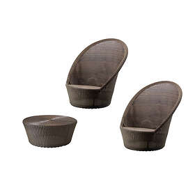 Cane-Line Kingston loungegrupp 2st solstolar & stor pall Brun