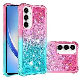 Skalo Samsung A35 5G Kvicksand Glitter Hjärtan TPU-skal-Turkos