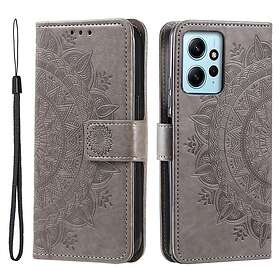 Skalo Xiaomi Redmi Note 12 4G Mandala Plånboksfodral Grå