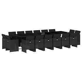 vidaXL Matgrupp för trädgården med dynor 17 delar konstrotting svart 3277830
