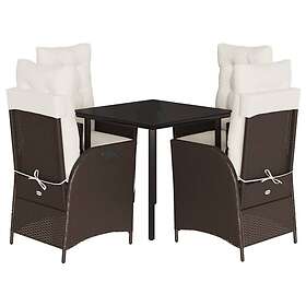 vidaXL Matgrupp för trädgården med dynor 5 delar brun konstrotting 3213414