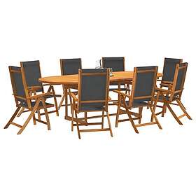 vidaXL Matgrupp för trädgården 9 delar massivt akaciaträ och textilen 3279263