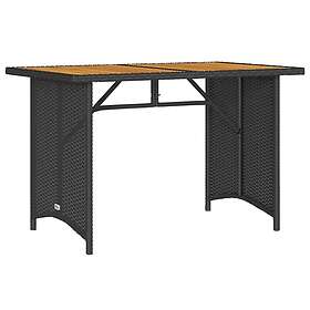 vidaXL Trädgårdsbord med träskiva svart 110x68x70 cm konstrotting 366355