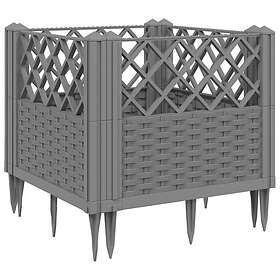 vidaXL Odlingslåda med piggar ljusgrå 43,5x43,5x43,5 cm PP 368008
