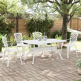 vidaXL Matgrupp för trädgården 5 delar gjuten aluminium vit 3216318