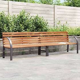 vidaXL Trädgårdsbänk brun 231 cm trä & pulverlackerat stål 366539