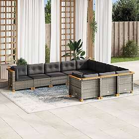 vidaXL Soffgrupp för trädgården med dynor 10 delar grå konstrotting 3262032