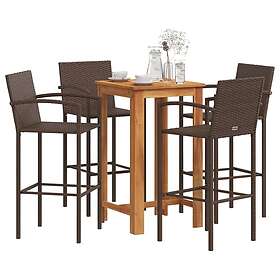 vidaXL Bargrupp för trädgård 5 delar brun massiv akacia konstrottning 3295275