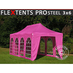 Dancover Snabbtält Depåtält Easy-up tält Eventtält Partytält FleXtents PRO Steel Vintage Style 3x6m Rosa, inkl. 6 sidor
