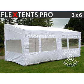 Dancover Snabbtält Depåtält Easy-up tält Eventtält Partytält FleXtents PRO Trapezo 3x6m Vit, inkl. 4 sidor
