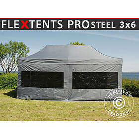 Dancover Snabbtält Depåtält Easy-up tält Eventtält Partytält FleXtents PRO Steel 3x6m Grå, inkl. 6 sidor