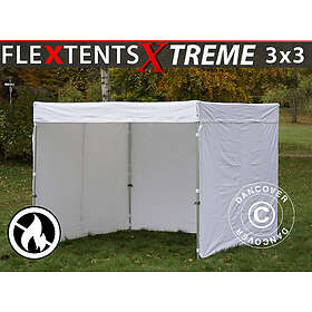 Dancover Snabbtält Depåtält Easy-up tält Eventtält Partytält FleXtents Xtreme 50 Exhibition med sidoväggar, 3x3m, Vit, Flamsäkert
