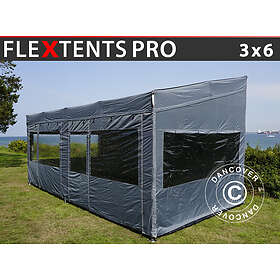 Dancover Snabbtält Depåtält Easy-up tält Eventtält Partytält FleXtents PRO Trapezo 3x6m Grå, inkl. 4 sidor