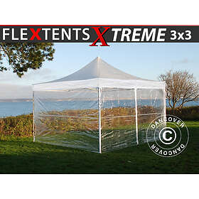 Dancover Snabbtält Depåtält Easy-up tält Eventtält Partytält FleXtents Xtreme 50 3x3m Transparent, inkl. 4 sidor