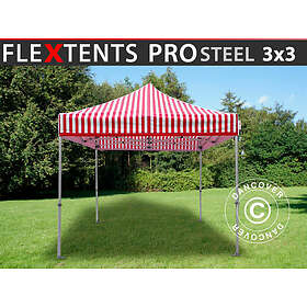 Dancover Snabbtält Depåtält Easy-up tält Eventtält Partytält FleXtents PRO Steel 3x3m Randigt