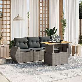vidaXL Loungegrupp för trädgården med dynor 5 delar konstrotting grå 3272075