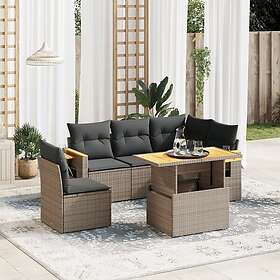 vidaXL Loungegrupp för trädgården med dynor 6 delar grå konstrotting 3273524