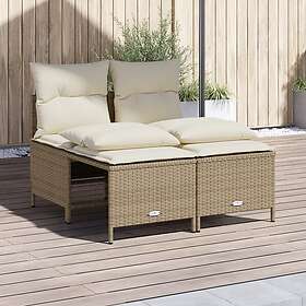 vidaXL Lounge Set med dynor 4 delar beige konstgjord rotting