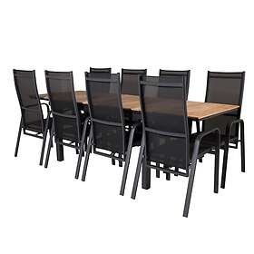 Venture Home Matgrupp Meya med 8 Copacabana Stolar Mexico Dining Table 160/240*90 Svart Teak+Copacabana Rec GR18886
