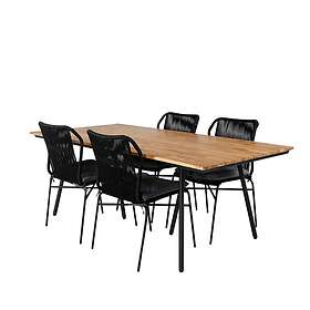 Venture Home Matgrupp Chane med 4 Julle Stapelbara Matstolar Dining Table Black Steel Acacia (teak look) 200cm GR21462