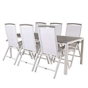 Venture Home Matgrupp Bront 205 med 6 Aleyna Stolar Break Bord-205*90-vit/Grå+Albany stol5:pos-vit/vit GR18747