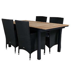 Venture Home Matgrupp Meya 160/240 med 4 Milwa Stolar MexicoBord160/240*90-svart/Teak+Malin stol -svart/Grå dyna4 GR18791 DYNA4