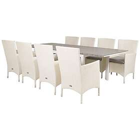 Venture Home Matgrupp Lova med 8 Milwa Stolar Levels bord 160/240*90-Vit Alu/Grå+Malin stol Vit/Grå Dyna8 GR18245 DYNA8