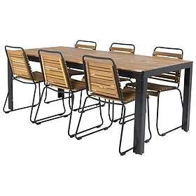 Venture Home Matgrupp Berfin med 6 Matstolar Boisbord 200*100cmSvartben/Acacia+Boisstol-Svart Alu/Acacia6 GR18363
