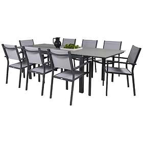 Venture Home Matgrupp Lova 160/240 med 8 Copacabana Karmstolar Levels bord160/240*90Svart Alu/Grå+Copacabana stolSvartAlu GR18189
