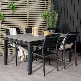 Venture Home Matgrupp Lova 160/240 med 4 Siri Matstolar Levels Bord160/240*90-svart/Grå+Santorini stol-svart/svart GR18617