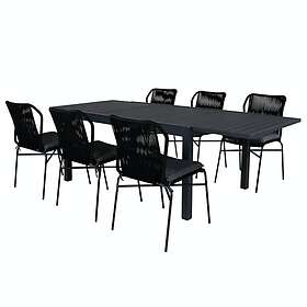 Venture Home Matgrupp med 6 Julle Stolar MarbellaTable160/240-JulianDiningChairBlackSteel/BlackRope_6 GR21918
