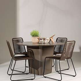 Venture Home Trädgårdsgrupp Santa Fe med 4 Lindos Stolar Table ø120 Roasty +Lindos Diningchair Aluminium Black _4 GR24338