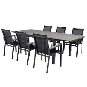 Venture Home Matgrupp Lova 160/240 med 6 Pincy Stolar Levels Bord160/240*90-svart/Grå+Pa stol-svart/svart Grå GR18576