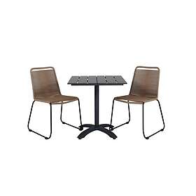 Venture Home Matgrupp Coco med 2 Leon Stapelbara Matstolar Colorado70*70 Black/Black+Lindos Stacking Chair Alu GR21659