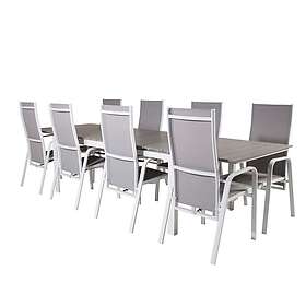 Venture Home Matgrupp Lova med 8 Copacabana Stolar Levels Dining Table 224/324*100 White Alu Grey Aintwood GR18875