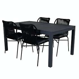 Venture Home Matgrupp med 4 Julle Stolar MarbellaTable160/240-JulianDiningChair_Steel/BlackRope_4 GR21905